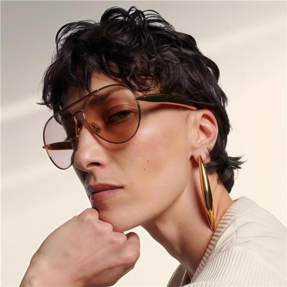 Oversized Gold Aviator Sunglasses for Women Men Retro 70s Metal Big Aviators